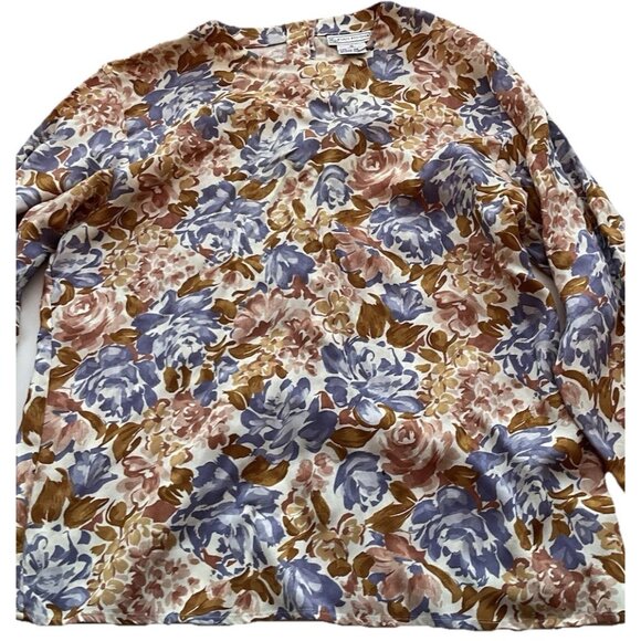 Vintage Evan Picone Vintage Women's Sz 12 Floral Button Up Blouse Long Sleeve - Picture 6 of 11